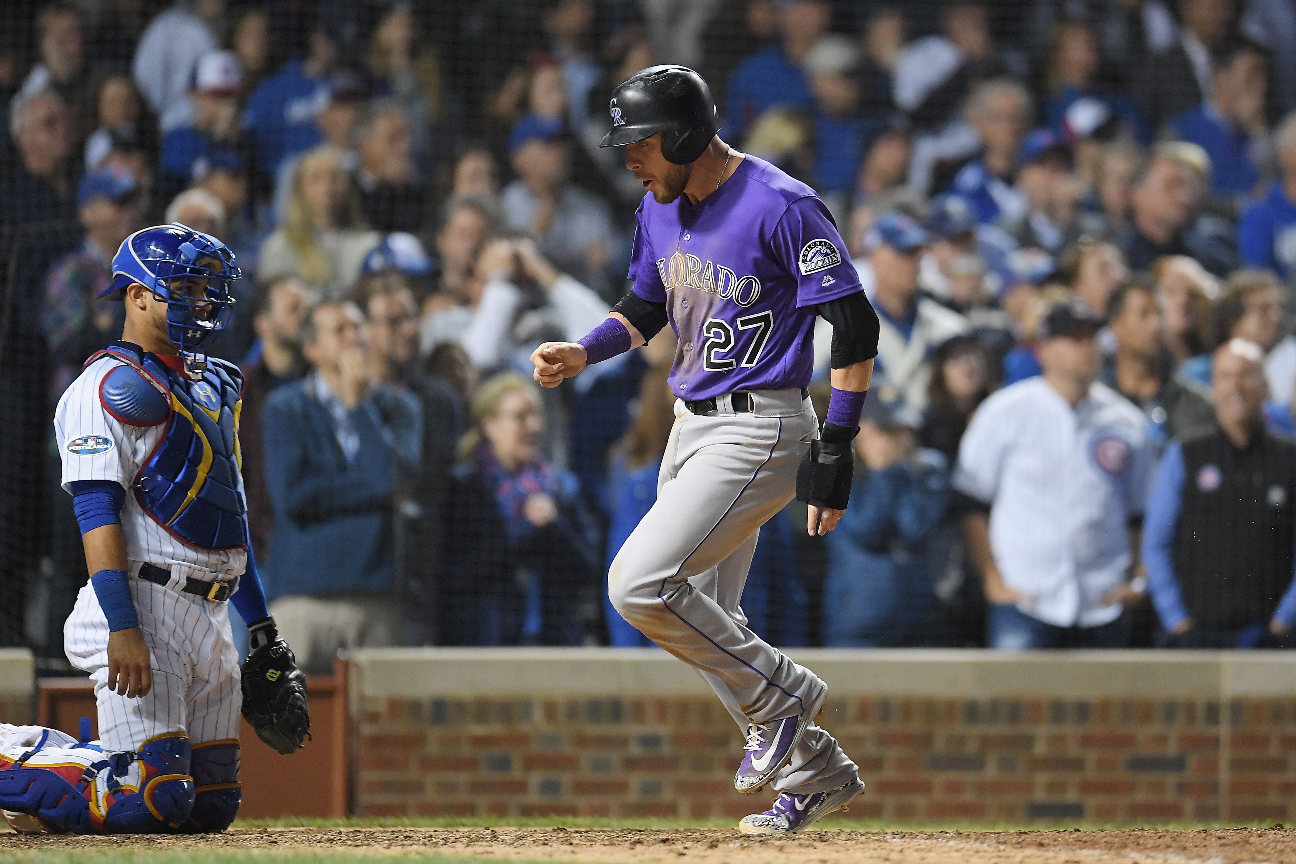 N.L. Wild Card: Rockies Outlast Cubs With a Clutch Hit From an